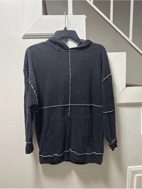 wild fable Black Crewneck Hoodie Contrast Stitching